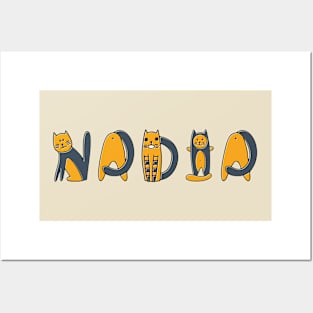 Nadia | Girl Name | Cat Lover | Cat Illustration Posters and Art